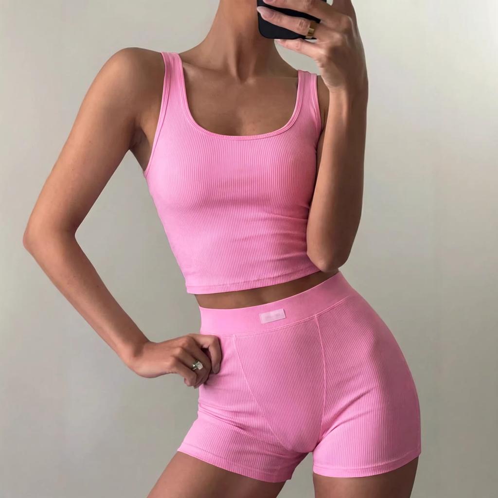 Cross-border European and American sports yoga style sling vest summer shorts set women's clothing spring and summer 2026 Amazon new products