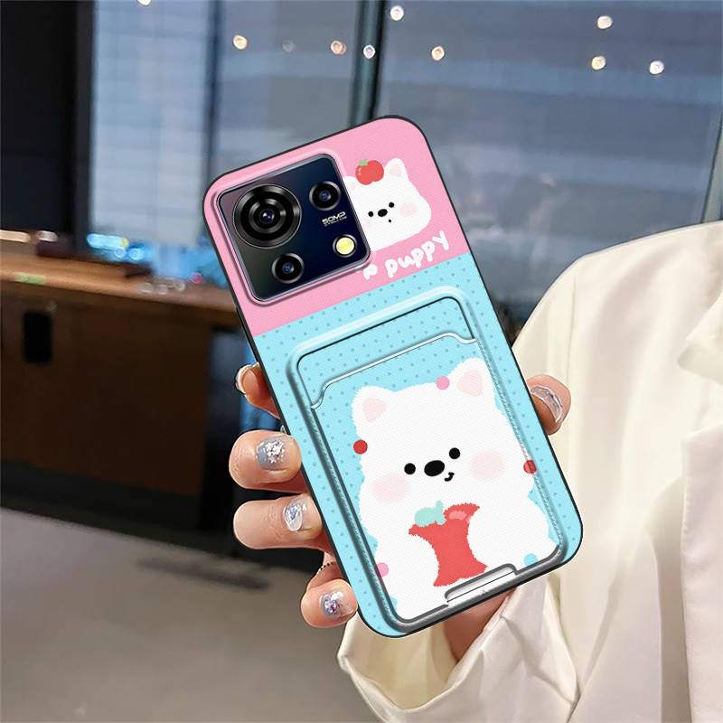 Card Slot TPU Phone Case For ZTE Blade V50 Vita Waterproof Protective Fashion Design Cartoon Cute Anti-knock Soft Case