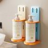 2Pcs Adjustable Height Shampoo Bottle Holder Wall Mount Foldable Hand Soap Storage Rack Space Saving Self-Adhesive