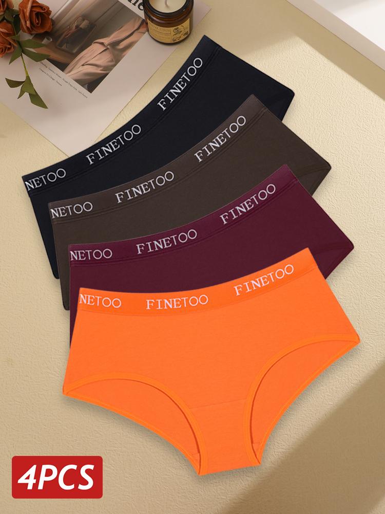 

4 шт./компл. Хлопковые однотонные женские трусики Сексуальные трусики с низкой посадкой Женские трусики с надписью на поясе Женское нижнее белье Интимное белье L&Fastshipping