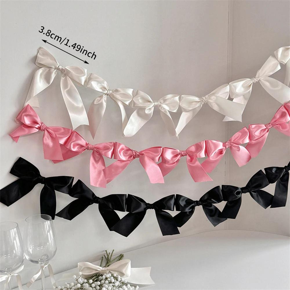 1.8M Pink White Blue Satin Bow Handmade Webbing Hanging Garlands for Birthday Wedding Party Girl Room Girly Heart Decorations