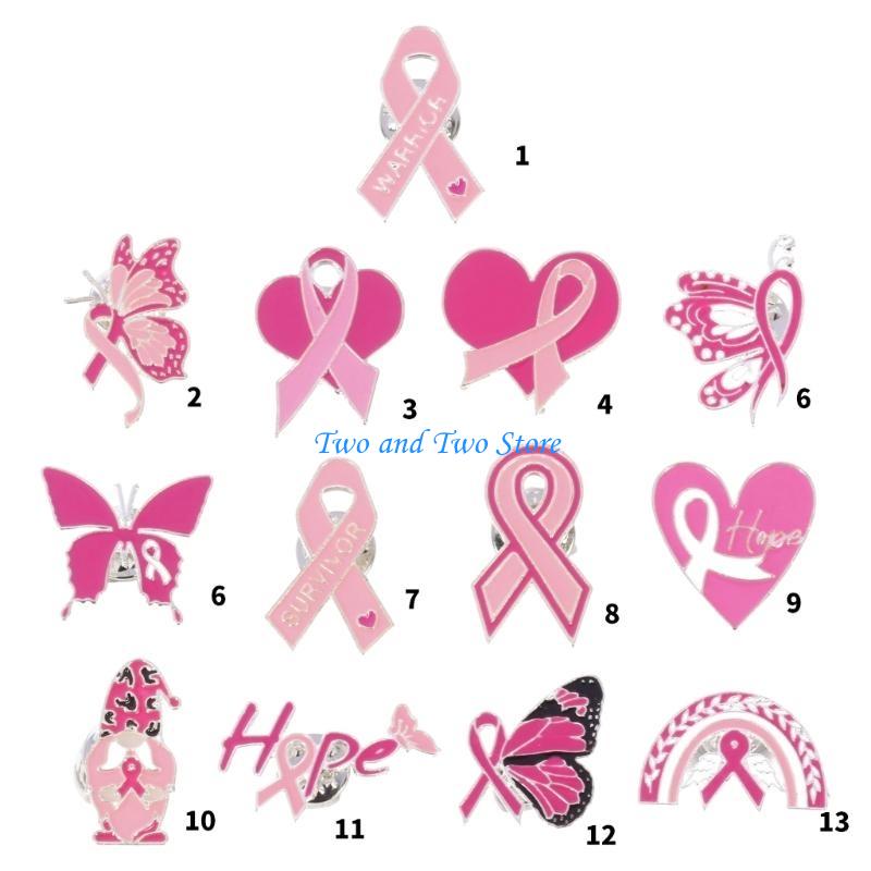 HX6F Gesundheitsbewusstsein Rosa Schleife Anstecknadel für die Feierlichkeiten zum Frauentag Legierung Reversnadel