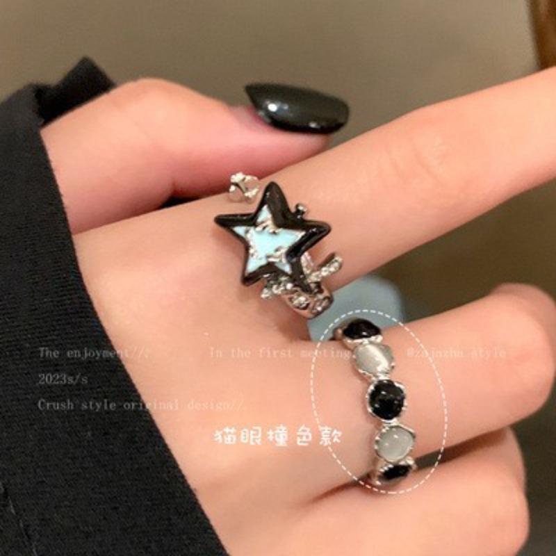 Anello Viso Sorridente Brillantinato Versatile Personalità Carina Divertente Brutto Carino Design di Tendenza di Nicchia Anello Aperto Femminile