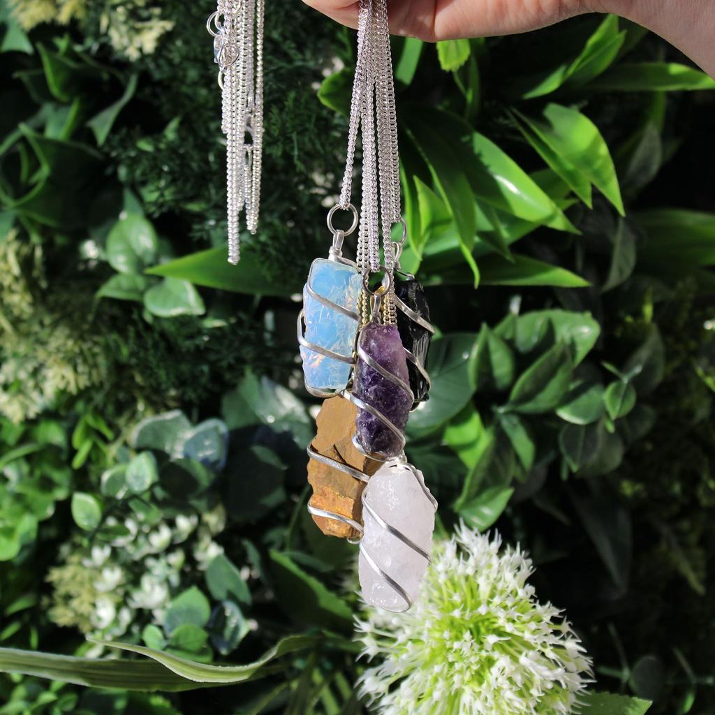 Amethyst Necklace Raw Wire Wrapped Pendant