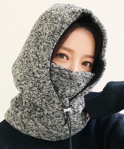 Egseuwom Unisex Thermal Hooded Neck Warmer Balaclava Melange Grey