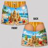 Mens Funny 3D Tropical Beach Sunset Swim Shorts Quick Dry Lightweight Summer Vacation Board Shorts Beachwear Party Gift