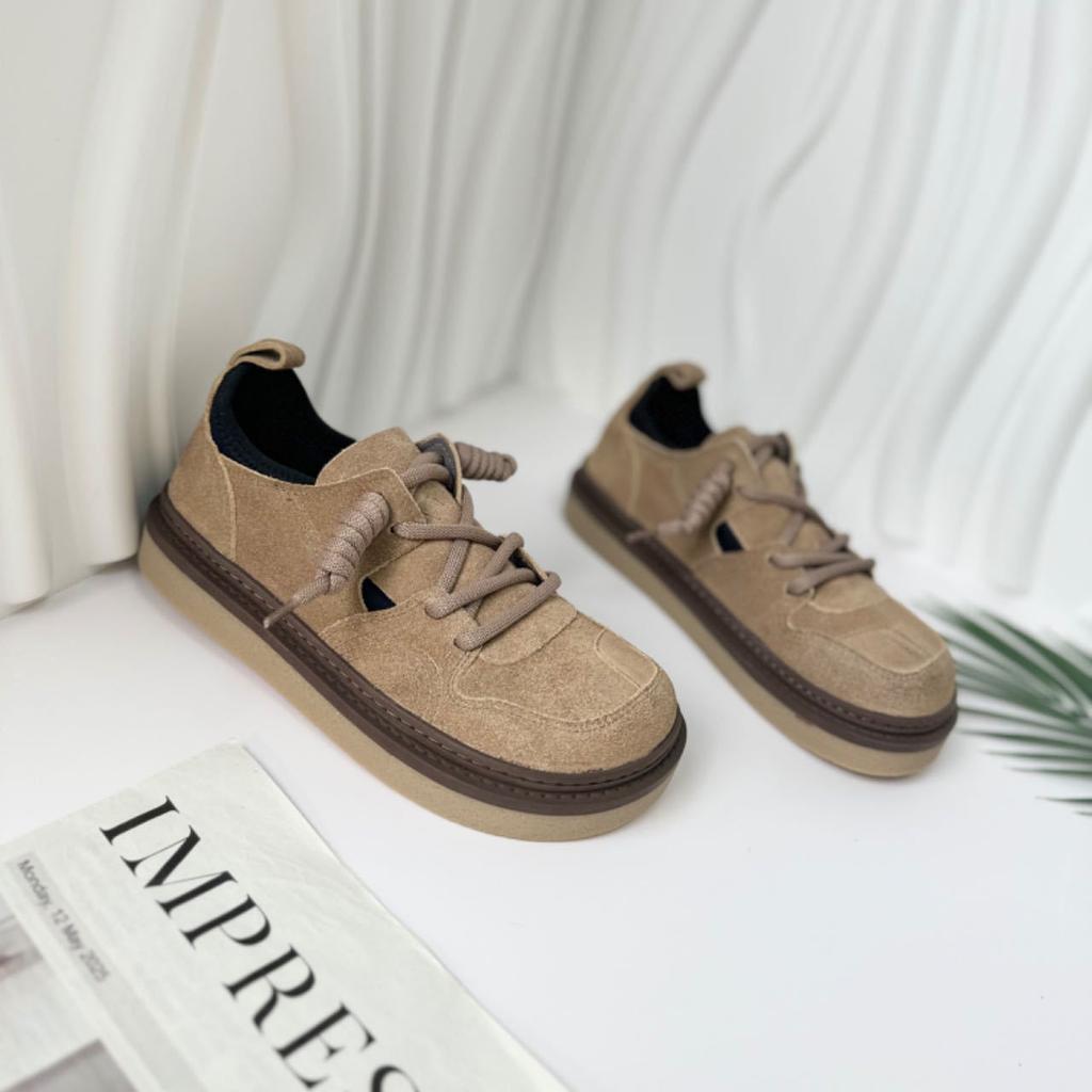 Herbst neue einzelne Schuhe Damen Leder Schnürschuhe flache Sohle Damenschuhe weiche Sohle leicht und hässliche Freizeitschuhe