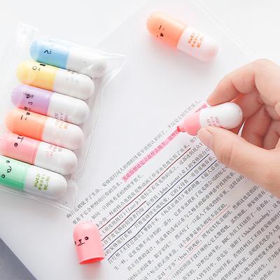 Capsules de pilules de vitamine, 6 pièces/lot, marqueurs de couleur, papeterie scolaire et de bureau