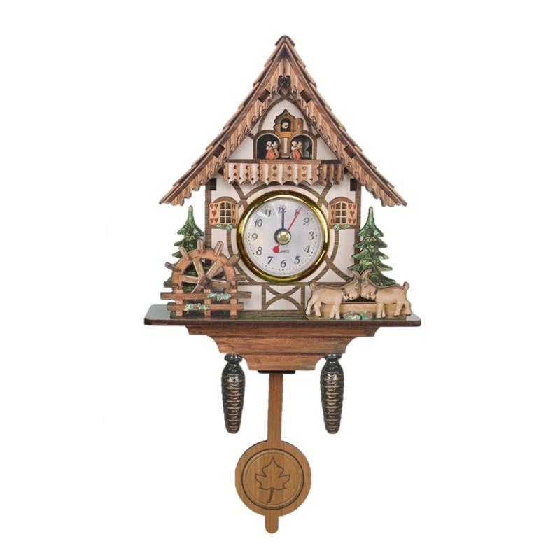 Traditionelle Kuckuckswanduhr aus Holz für Wohnzimmer mit leisem Uhrwerk Dekorative Wanduhr Genaue Uhrwerke