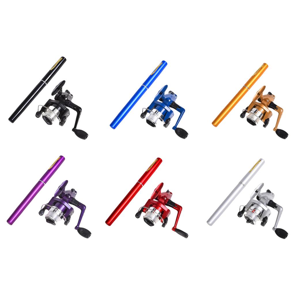 Aluminum Pen Style Fishing Rod with Fishing Reel Accessories Set Mini Telescopic Pocket Pen Shape Fishing Rod Reel Set