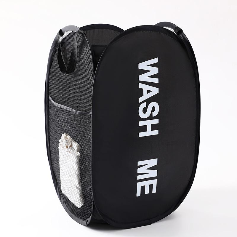 Portable Mesh Pop Up Laundry Hamper Wide Opening Breathable Collapsible Space-Saving Laundry Basket Dorm Travel Bathroom Items