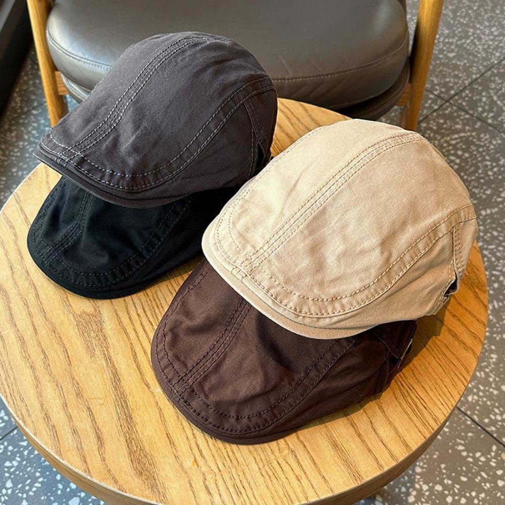 New Retro Painter Cap Anti-Uv Casual England Hat Solid Color Newsboy Cap Women Men