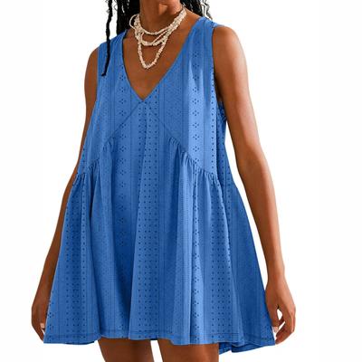 Dresses For Women Sleeveless Deep V Neck Sexy Dress Crochet Babydoll Flowy Summer Dresses