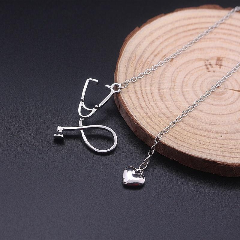 Rose Medical Stethoscope Heart Pendant Necklace Medical Necklace Medical Student Doctors Nurse Gi