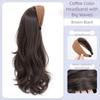 Hair Hoop Half Headband Wig Korean Style Long Wavy Curly  Hair Gray Wide Knit Headband Wig  Party