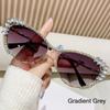 1pc Oversized Diamond Sunglasses for Women Fashion Cat Eye Rhinestone Sunglasses Bling Jeweled Frame Costume Party Glasses