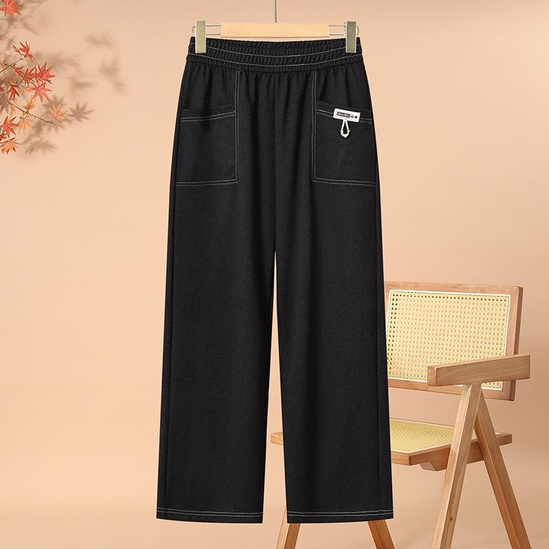 

Women s High-Waisted Wide-Leg Pants - Slimming, Casual, Straight-Leg for Spring & Autumn 5XL (for 150-165 kg) чёрный