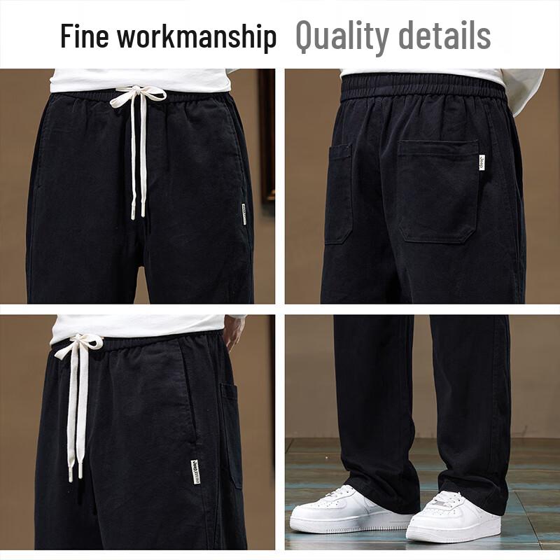 Jeep Men's Pure Cotton Loose Fit Straight Leg Casual Pants