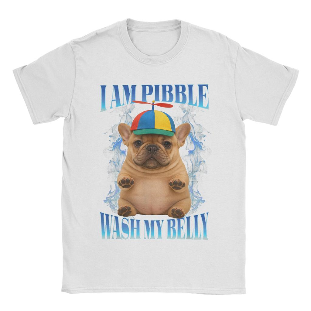 I Am Pibble Wash My Belly Pibble Meme T Shirt Men Pure Cotton Amazing T-Shirt O Neck Funny Dog Brainrot Tees merchandise Classic