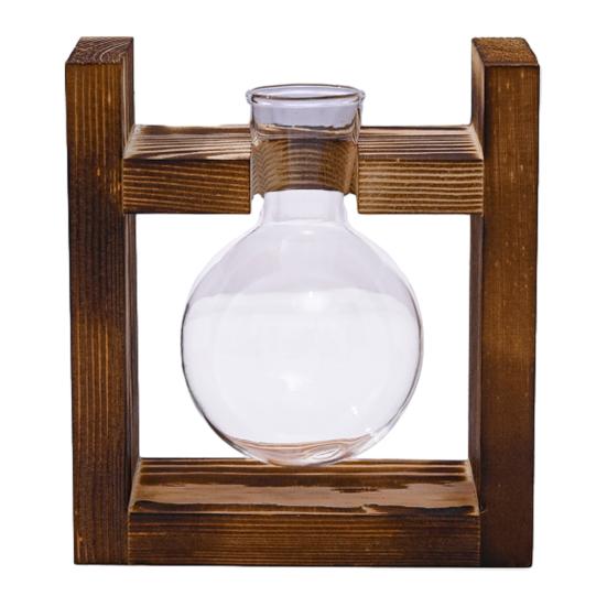 Plants Propagation Station with Wooden Stand Indoor Plant Terrarium Hydroponic Flower Holder Container Decoration Table Centerpiece