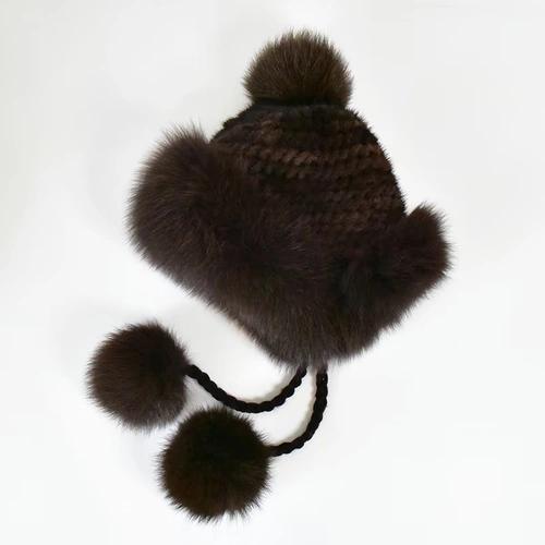 Fox Hair Lei Feng Hat Women's Winter Thickened Warm Mink Fur Hat Women's Korean Version Versatile Mink Ear Cap