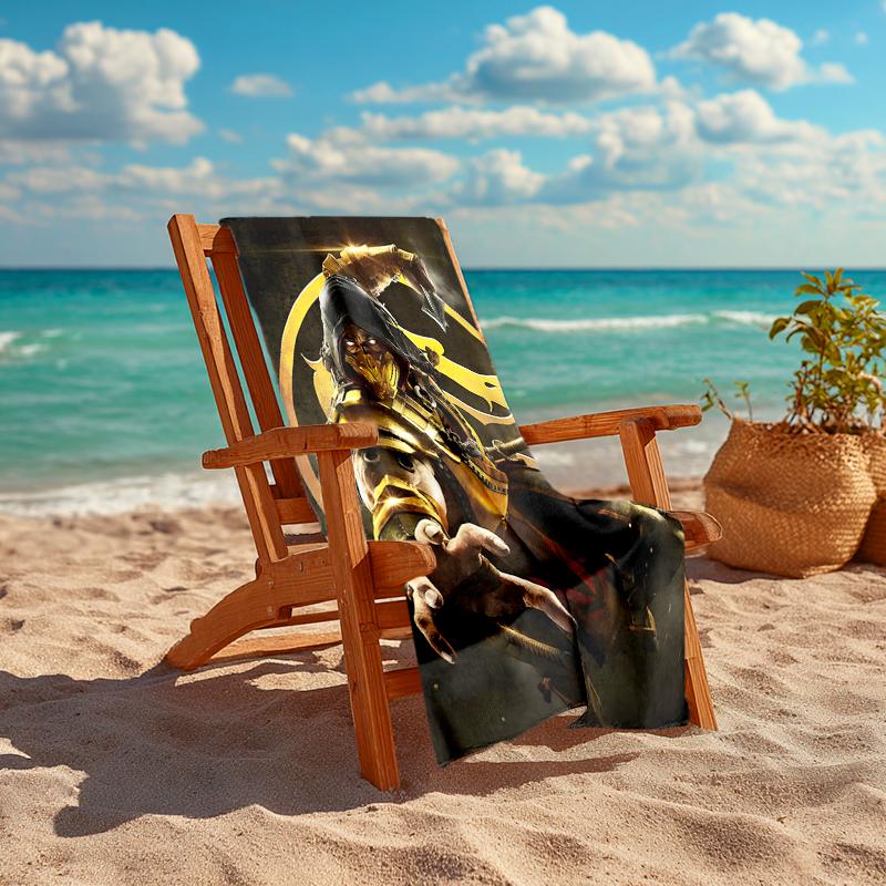 1pc Mortal Kombat4 Beach Towel, Comfortable and Thick, and Swimming/Bath/Picnic/Camping Towel, Suitable for Seaside Beaches