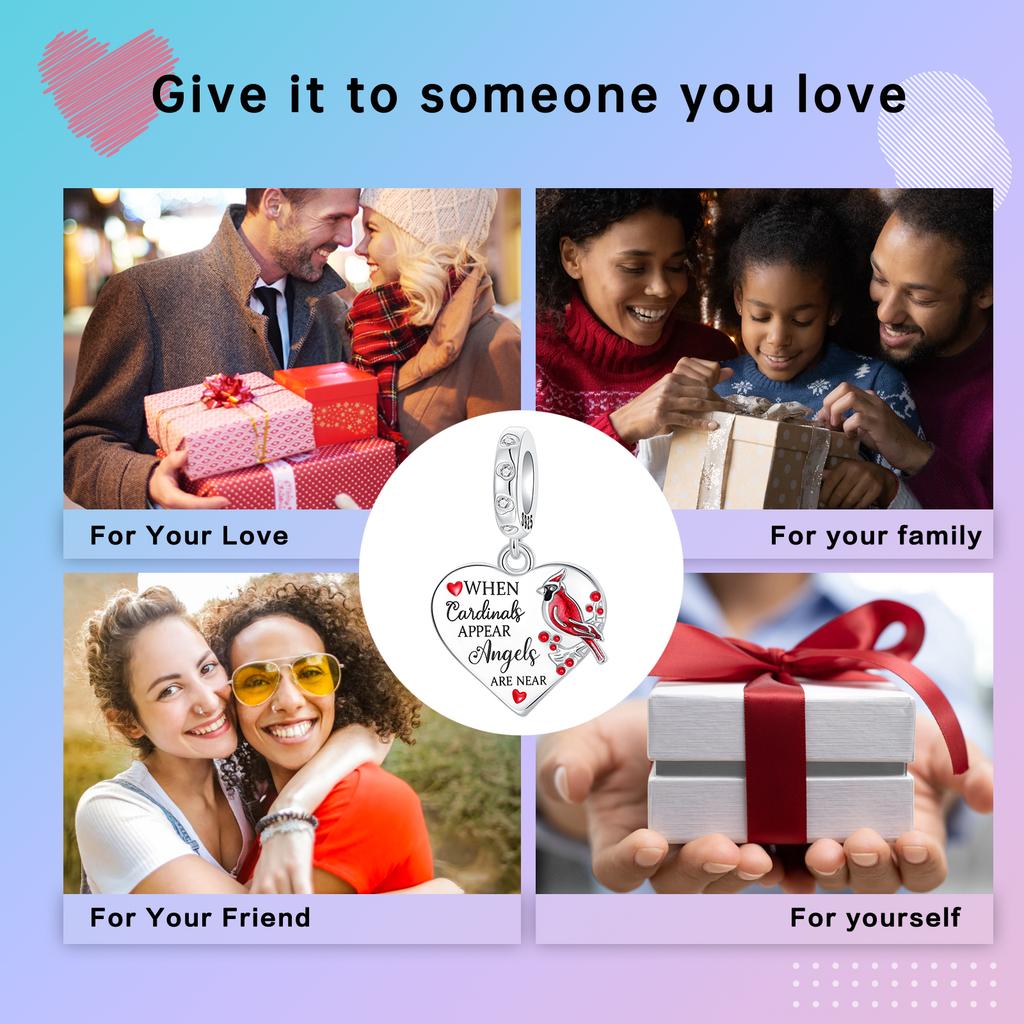 copper When Cardinals Appear Angels Are Near Pendant Charm Compatible With Authentic Charm Bracelets Women Do It Yourself Jewellery Gift