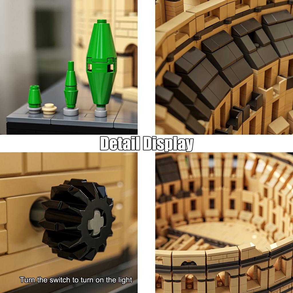 Non-Toxic 2860Pcs The Roman Colosseum Building Blocks Toys Model Colosseum Assemble Puzzle Bricks Toy Sets Desktop Ornament Gifts 14+Years