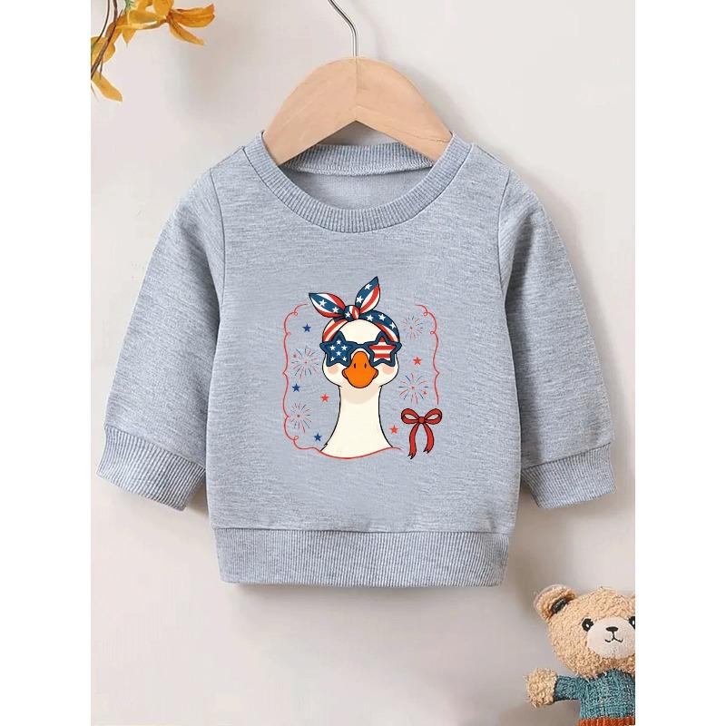 European sizes Cute Printed Pattern 0-3 Years Old Kids' Comfortable Children's Spring Lightweight Round Neck Sweatshirt, Suitable for Outdoor Wear