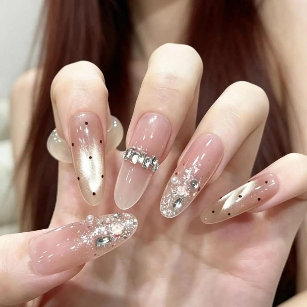 Cat Eye Crushed Diamond Nail Stickers: Rhinestone Sparkle, Whiten Skin Tone, High-End Feel