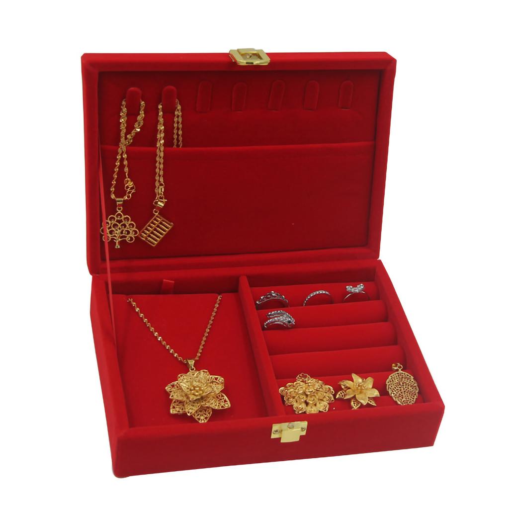 Jewelry Box Independent Storage Red Velvet Travel Jewelry Case Gift Boxes Scratch Resistant Red