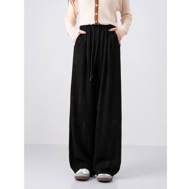 Autumn and Winter Antelope Cashmere Printed Loose Wide-leg Pants Women's New Straight Tie-dye Casual Sports Floor-mopping Trousers