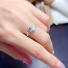 Natural Aquamarine Ring with S925 Silver, Three-Dimensional Wing Design, Minimalist Two-Tone.