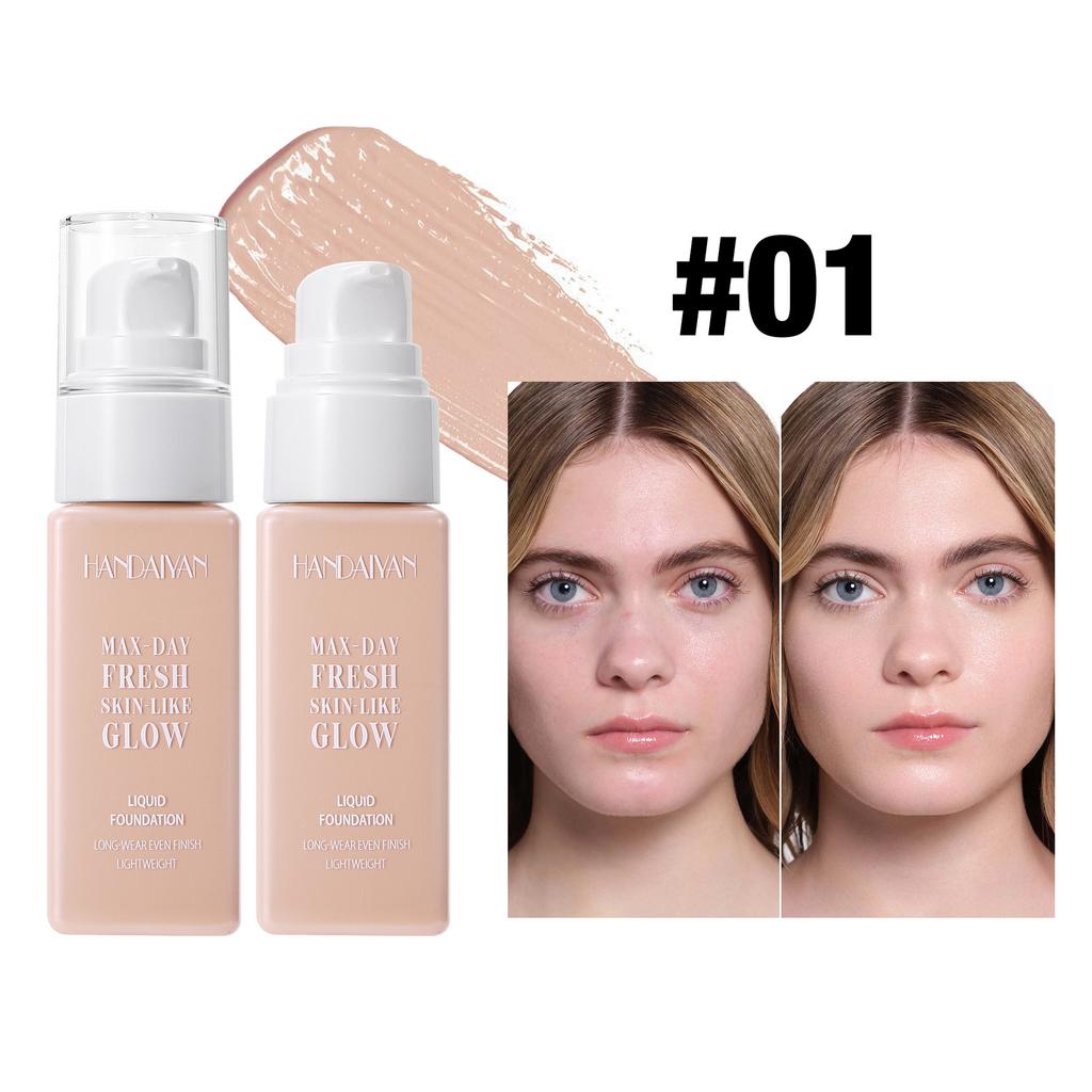 8 Shade Liquid Foundation with Long Lasting Oil Control Concealing Hydrating Lightweight Fine Texture and Non Cakey 1PCS