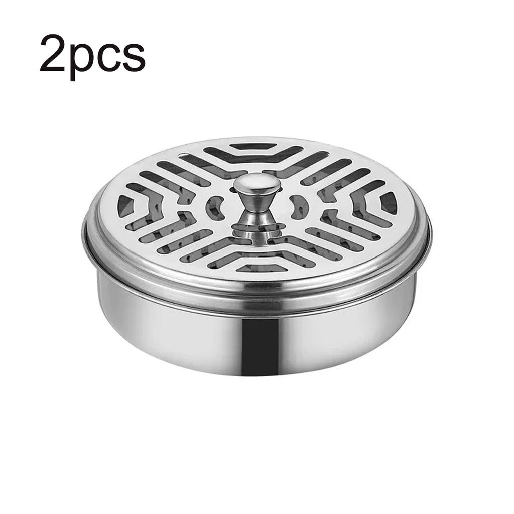 Stainless Steel Mosquito Coil Tray With Cover Large Portable Mosquito Coil Holder Box Mosquito Incense Coil Home Office Camping