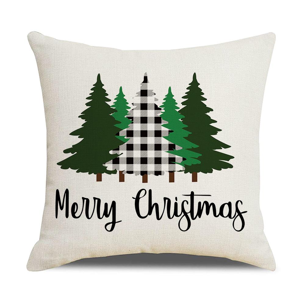 Christmas Pillow Cover Letter Christmas Tree Sofa Pillow Cover Peach Skin Cushion Home Supplies