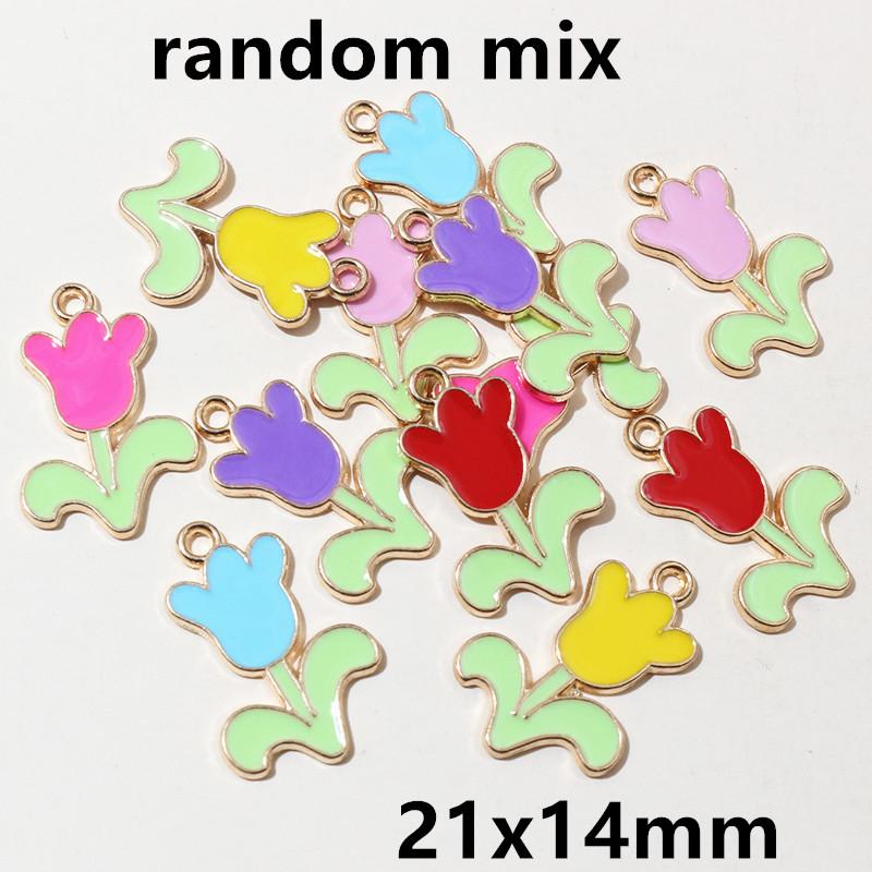 20pcs Enamel Mushroom Charms Pendant 19x19mm Alloy Metal DIY Jewelry Making Accessories for Earring Bracelet Necklace Finding