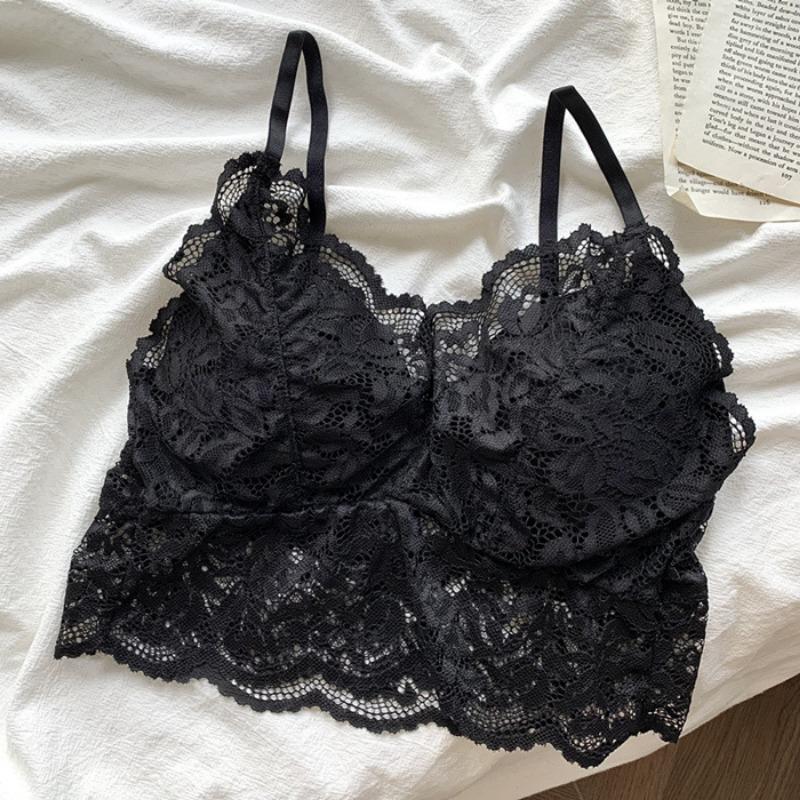 French Underwear Women's Beautiful Back Top Top Halter Vest Integrated Thin Sexy Lace Internet Celebrity Burst Together