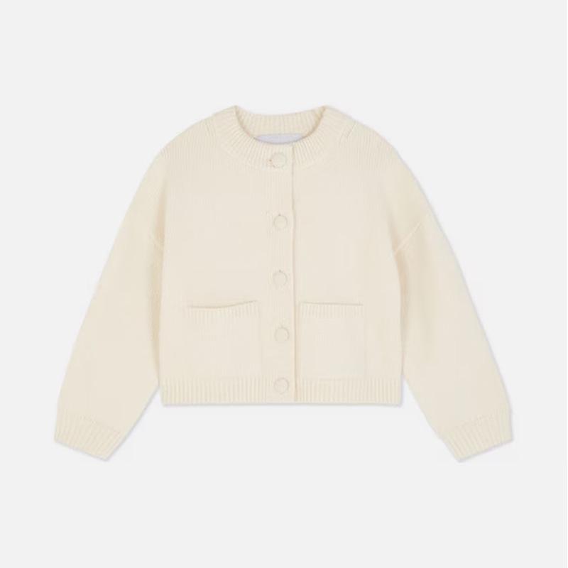 

Autumn 2025 Women s Long Sleeve Single-breasted Crew Neck Cardigan S білий