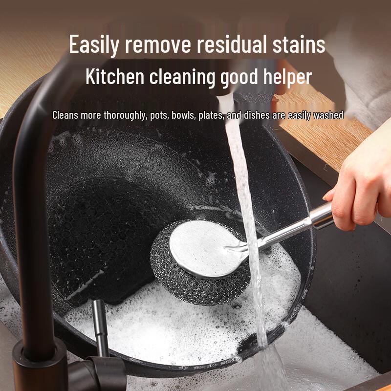 Long Handle Stainless Steel Pot Scrubber (3-Pack)