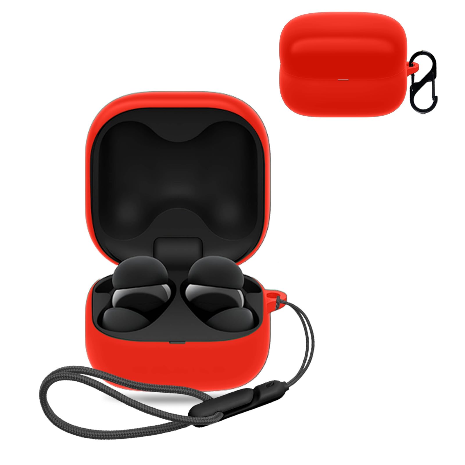 

Для Sony LinkBuds Fit Case Cover Wireless Earphones Silicone Protective Case Carabiner Drop Scratch Can Be Charger When Dustproof WF-LS910N [NOUKAJU]