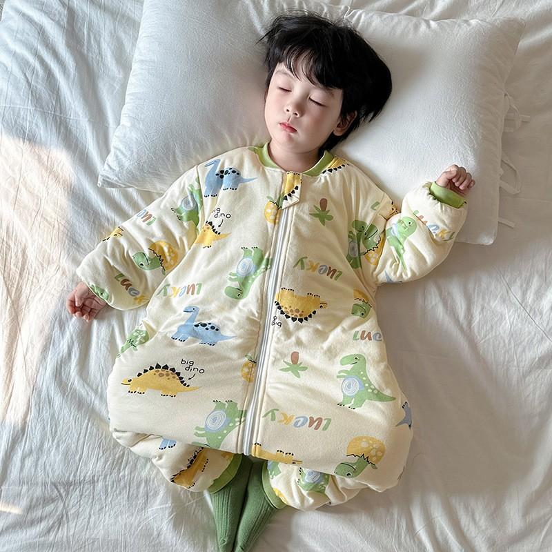 Thick Cotton Sleeping Bag Toddlers Winter Warm Footed Pajamas Unisex Kids Sleepwear With Cartoon Print
