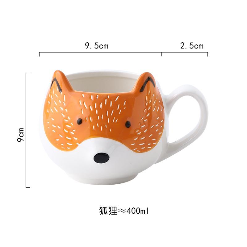 Hand-painted Cartoon Animal Ceramic Mug Creative Breakfast Oat Milk Cup Afternoon Tea Coffee Cup Home Drinking Set Wedding Gift