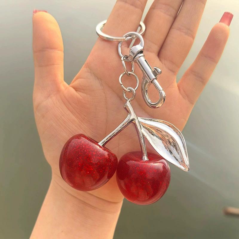 Cherry Keychain, Bag Pendant, Women'S Bag Jewelry, Exquisite Car Keychain, Elegant Couple Buckle.