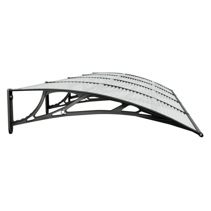 VidaXL Auvent de Porte, Marquise Solaire avec Support, Abri Protection contre Pluie, Banne Entrée Porte Patio, Noir 350x100 153594