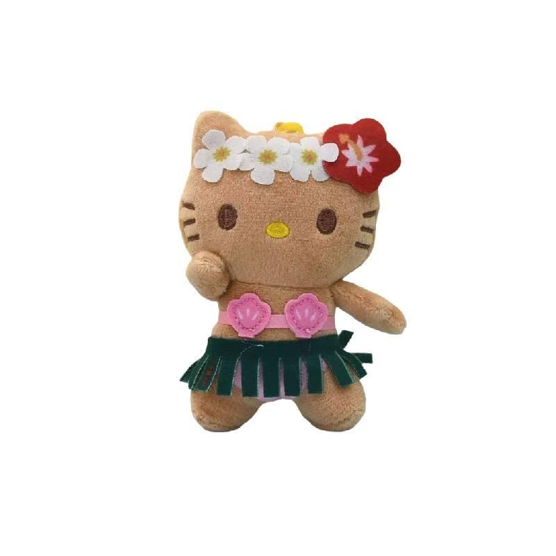 Adorable Plush Hello Kitty Keychain Cute Cartoon Kt Doll Black Leather Charm Grass Skirt