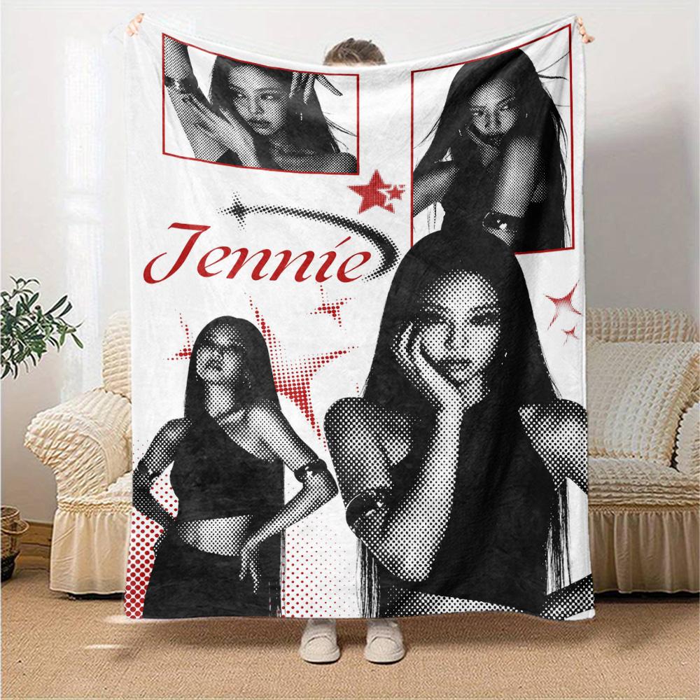 jennie Print Flannel Blanket High Quality Warm Comfortable Cover for All Seasons Perfect for Gifts Home Decor
