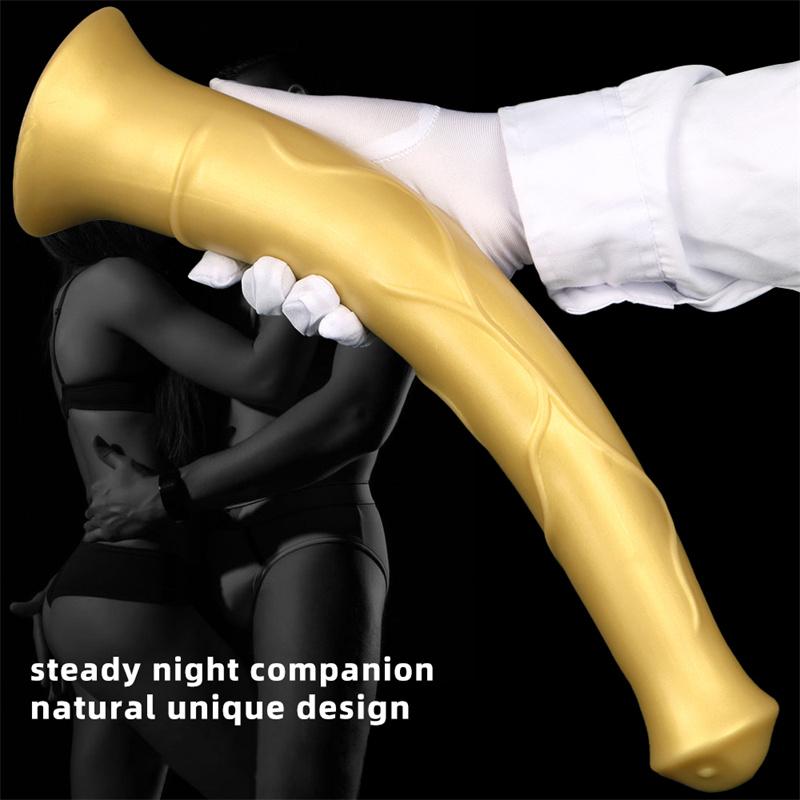 Weiblicher goldener Silikon-Super-King-Size-Dildo, Analplug, Pferd, hängender Esel-Masturbator, erotisches Produkt für Erwachsene