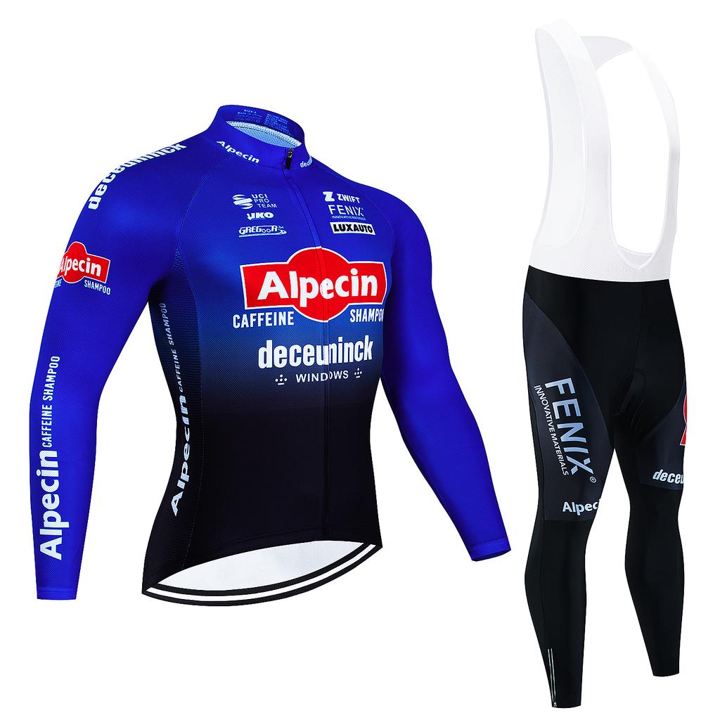 2026 Alpecin Deceuninck Paesi Bassi Set Maglia Ciclismo Manica Lunga Van der Poel Abbigliamento Giacca Termica Bici Tuta Pantaloni Salopette MTB