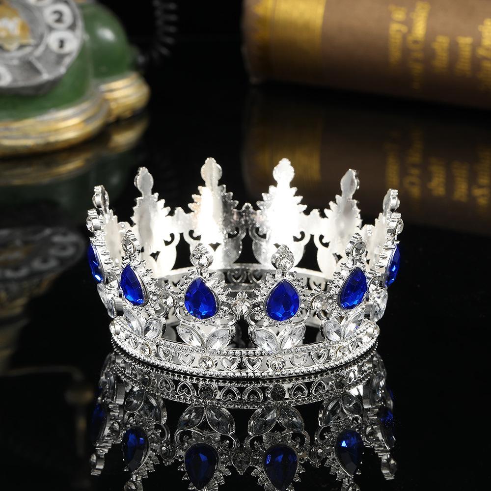 European and American Baroque Full Circle Crown Headwear Rhinestone Alloy Crown Hair Accessory